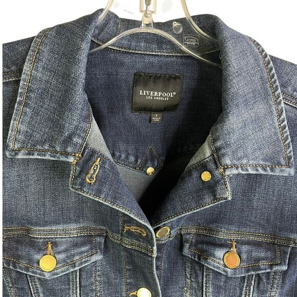 Liverpool Los‎ Angeles Classic Jean Jacket Wmns S Faded Distressed Blue Cotton - Picture 2 of 10
